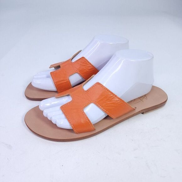 Artes San pantaleo Sardinia Women's Handmade Slide US 10 Orange Leather Sandals - Picture 2 of 11
